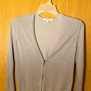 LOFT Gold Metallic Sweater w/zipper
